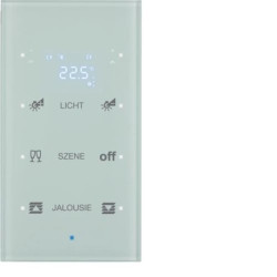 KNX TS Sensor dotykowy 3-kr z reg. temp., konfigurowalny, szkło, biały 75643130
