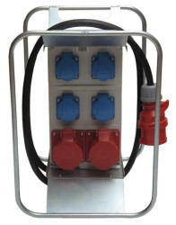 Rozdzielnica budowlana elCARRY-R C16-0204 IP44 w ramie, 2m H07RN-F 5G2,5 z wt. CEE 16A-5P, gniazda: 4x GK 230V 16A, 2x CEE 16A 4