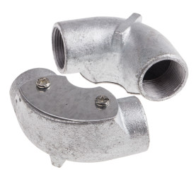 Łącznik do kanałów kablowych RS PRO 25mm Kolanko z wziernikiem inspekcyjnym Stal Srebrny