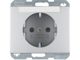 K.5 Gniazdo schuko polem opisowym aluminium 47387003 HAGER