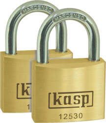 Padlock, double pack, level 4, shackle (H) 17 mm, brass, (B) 30 mm, K12530D2