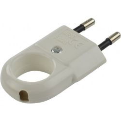 Wtyczka płaska prosta z uchwytem [2P] 250V 2,5A biała na kabel
