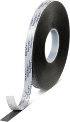 High-efficiency adhesive tape, 19 x 1 mm, double sided, foamed acrylate, black, 25 m, 07074-00011-22