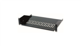 Półka 2U 400Mm Rack 19, 2 Pkt Mocowania, Perforowana Czarna