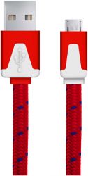 Kabel USB MICRO A-B 1M pĹaski oplot czerwony