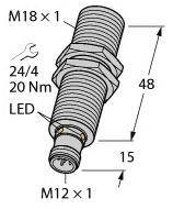 Turck RU70U-M18M-UP8X2-H1151 Przycisk refleksyjny, ultradźwękowy 1 szt. 15 - 30 V Maksymalny zasięg: 700 mm Maksymalna c