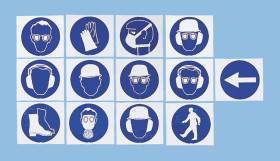 Znak nakazu, PET, Niebieski/biały, Brak, szt. 1, 200mm, Tak Etykieta