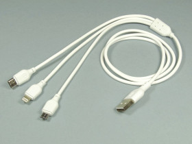 Kabel USB micro + typ-C + iPhone 1.0m NB103 2.1A białe
