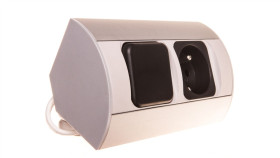 Gniazdo Meblowe Pojedyncze Z/U 16A Ip20 Z Wyłącznikiem Aluminium/ Tworzywo...