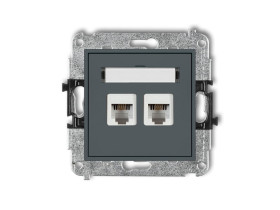 MINI Gniazdo telefoniczne podwójne 2xRJ11 4-stykowy beznarzędziowe grafitowy mat 28MGT-2 KARLIK