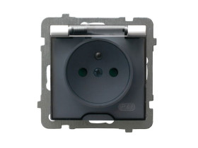 AS Gniazdo pojedyncze z uziemieniem z przesłonami IP-44 białe wieczko przezroczyste GPH-1GZP/m/00/d OSPEL