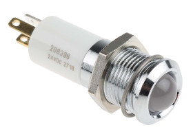 Lampka kontrolna do montażu panelowego 24V dc Zielony, Czerwony, Żółty 14mm LED Chrom Końcówka lutownicza RS PRO