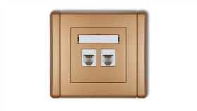 Flexi Gniazdo Telefoniczne Podwójne 2Xrj11, 4-Stykowe, Beznarzędziowe Złoty...