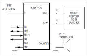 2-Wire Interfaced Low-EMI Key Switch and Sounder Controllers