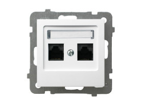 AS ANTYBAKTERYJNY Gniazdo komputerowe podwójne kat. 5 MMC produkt zawiera szkło fosforanowo-srebrowe GPK-2GA/K/m/00 OSPEL