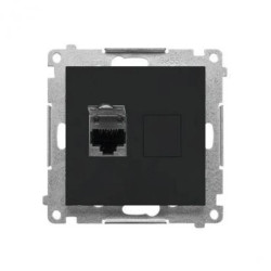 Simon 55 Gniazdo komputerowe pojedyncze RJ45 kategoria 6, ekranowane z przesłoną przeciwkurzową (moduł) Czarny mat T61E.01/149