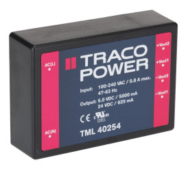 Zasilacz impulsowy nap. wyjściowe: 5 V dc, 24 V dc 40W 5 A, 625mA 2 -wyjścia nap. wejściowe: 100 → 375 V dc, 90