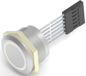 Vandal-proof pushbutton, 1 pole, silver, illuminated  (RGB), 1 A/24 VDC, mounting Ø 22.2 mm, IP68, 2342836-7