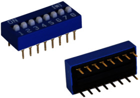 DIP switche, 8 pole, straight, 25 mA/24 VDC, 606000022