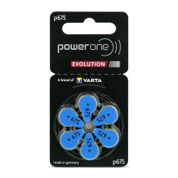 6 x baterie do aparatów słuchowych Power One Evolution Varta 675