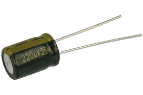 Kondensator; elektrolityczny; niskoimpedancyjny; 220uF; 25V; WLR221M1EF11RT9; fi 8x11mm; 3,5mm; przewlekany (THT); luzem; Jamico