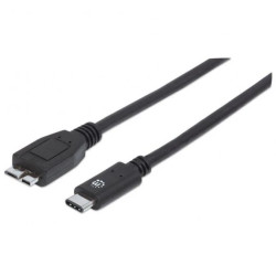 Kabel USB C-Microb M/M 1,0M USB3.1 Superspeed+ Czarny 353397