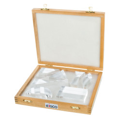 Eisco PH0571 - Mixed Prisms In Wooden Storage Box - Set of 7 Prisms