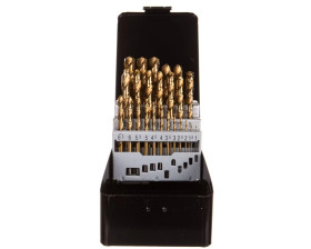 Zestaw wierteł do metalu HSS-TiN 1.0-13 mm głęboko szlifowane stal 9341 DIN338 25 elementów 57H200