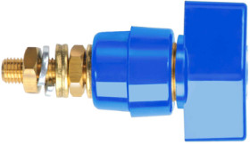 Pole terminal, 4 mm, blue, 1000 V, 63 A, M6 threaded bolt, nickel-plated, POL 631 / BL