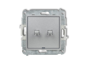 MINI Wyłącznik pojedynczy ze schodowym w stylu amerykańskim (dwa klawisze bez piktogramów osobne zasilanie) srebrny metalik 7MWP