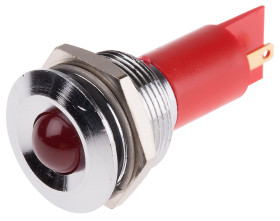 Lampka kontrolna do montażu panelowego 24V ac/dc, czerwona 19mm LED Chrom Końcówka lutownicza RS PRO