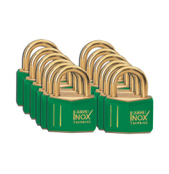 Kłódka LOTO mosiężna, szekla 21 mm zielona (12 szt.), 051356