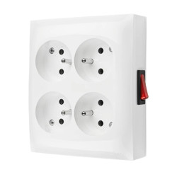Simon Aquaclick Gniazdo IP20, 4-krotne z uziem., z wbudowanym wyłącznikiem biały ACGZN4W1/11