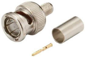 Złącze BNC, 75, 0 to 4GHz, Męski, Połączenie zagniatane, Montaż na kablu