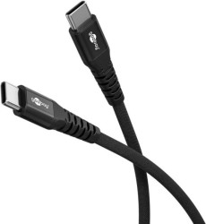 Miękki kabel USB-C tekstylny z metalowymi złączami, czarny 73952 /0,5m/