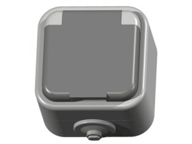 DELFINA Gniazdo pojedyncze z uziemieniem IP44 z klapką szare GNH-1DZ/30/w OSPEL