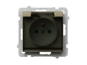 SONATA Gniazdo pojedyncze z uziemieniem IP44 z przesłonami szampański złoty GPH-1RZP/m/39/d OSPEL