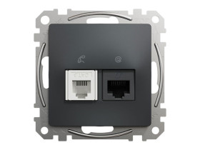 SEDNA DESIGN & ELEMENTS Gniazdo komputerowo-telefoniczne (RJ45 kat.6UTP+RJ11) czarny antracyt SDD114468 SCHNEIDER ELECTRIC