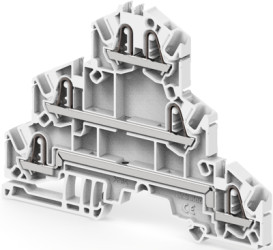 PI spring terminal block, push-in spring connection, 2.5 mm², 6 pole, 22 A, 8 kV, gray, 1SNK705510R0000