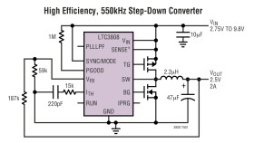 No R, Low EMI, Synchronous DC/DC Controller with Output Tracking