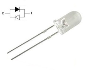 L517EGW dioda LED 5mm, dwukolorowa pomarańczowo - zielona, bipolarna