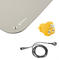 ESD Handling Set 3-pcs (especially for CPU&#39;s), mat grey (610x450x2), grounding plug 2x10mm+M5 connector, grounding wire 1,8m