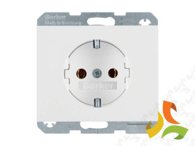 BERKER K.1 Gniazdo z uziemieniem schuko biały połysk 47157009 HAGER