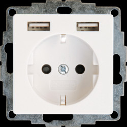 296229004 Flush-mounted socket outlet with 2x USB, HK07, pure white