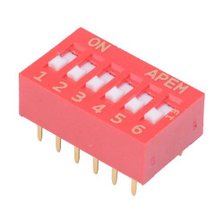 NDSR-06-V 6 Way Recessed Actuator DIP Switch SPST APEM