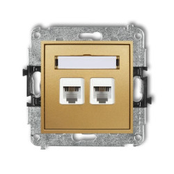 MINI Gniazdo telefoniczne podwójne 2xRJ11 4-stykowy beznarzędziowe złoty 29MGT-2