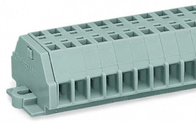 2-wire terminal strip, spring-clamp connection, 0.08-1.5 mm², 6 pole, 18 A, 6 kV, gray, 260-106