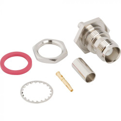 TNC panel socket 50 Ω, RG-58, RG-141, LMR-195, Belden 7806A, Belden 9311, crimp connection, straight, 031-2389-RFX
