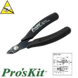 Szczypce, cążki tnące boczne, precyzyjne ESD, Cu 1.3mm, 130mm, Proskit 1PK-101E