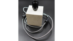 Lampa Stojąca, Biurkowa Z Betonu Architektonicznego, Kolorowy Przewód W...